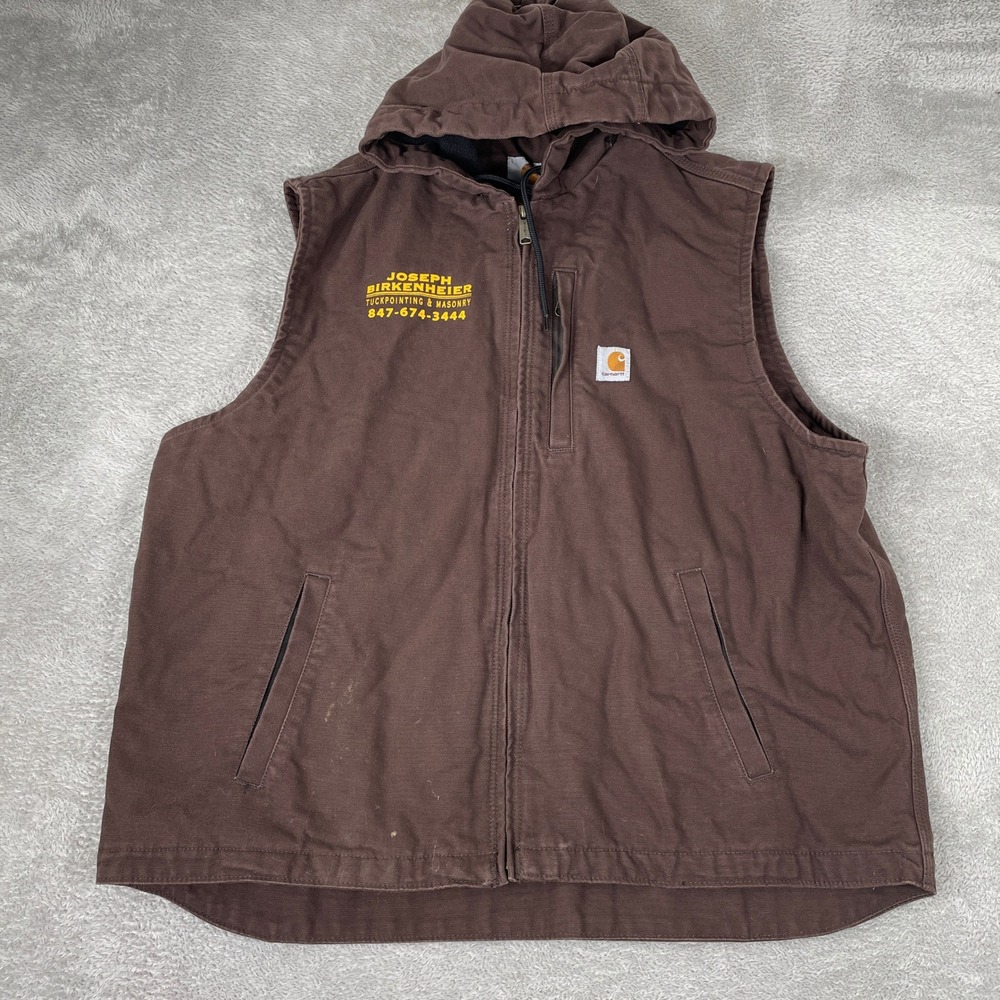 Carhartt Knoxville Vest Mens XL Brown Hooded Rain Defender Workwear
